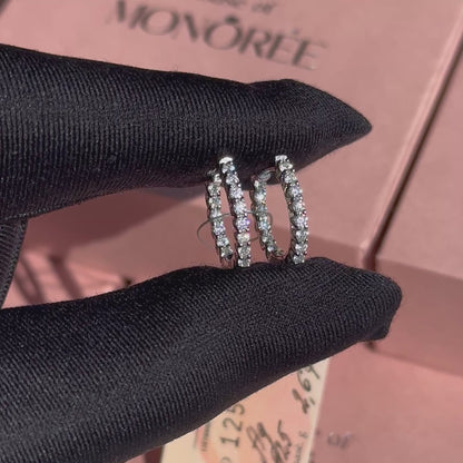 Sidabro auskarai – rinkutės su moisanitu „Lunelle“