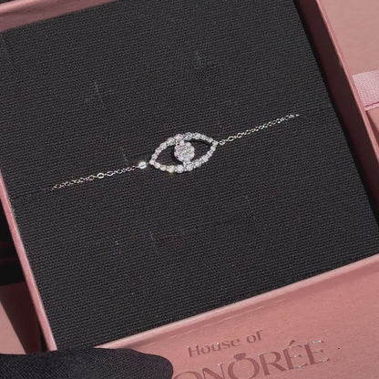 Srebrna bransoletka z moissanitami „Lumine Eye“