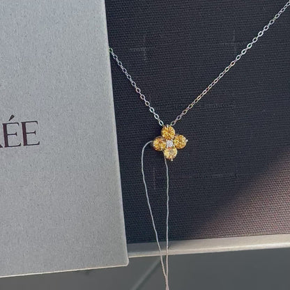 Srebrny łańcuszek z moissanitem i kryształami „Honey Blossom”