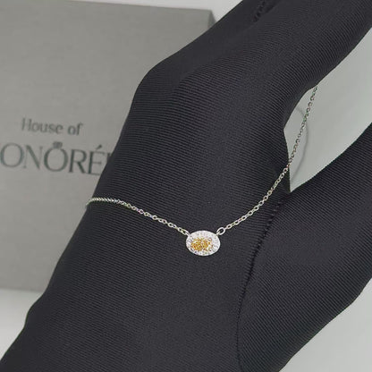 Srebrny łańcuszek z żółtym moissanitem „Amber”