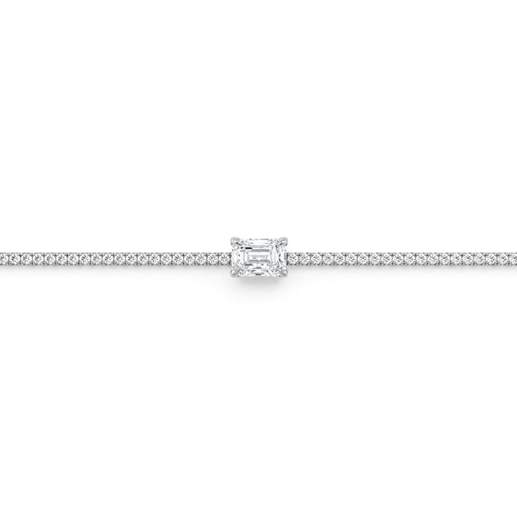 Srebrna bransoletka tenisowa z moissanitami „Emerald Cut” – główne zdjęcie produktu