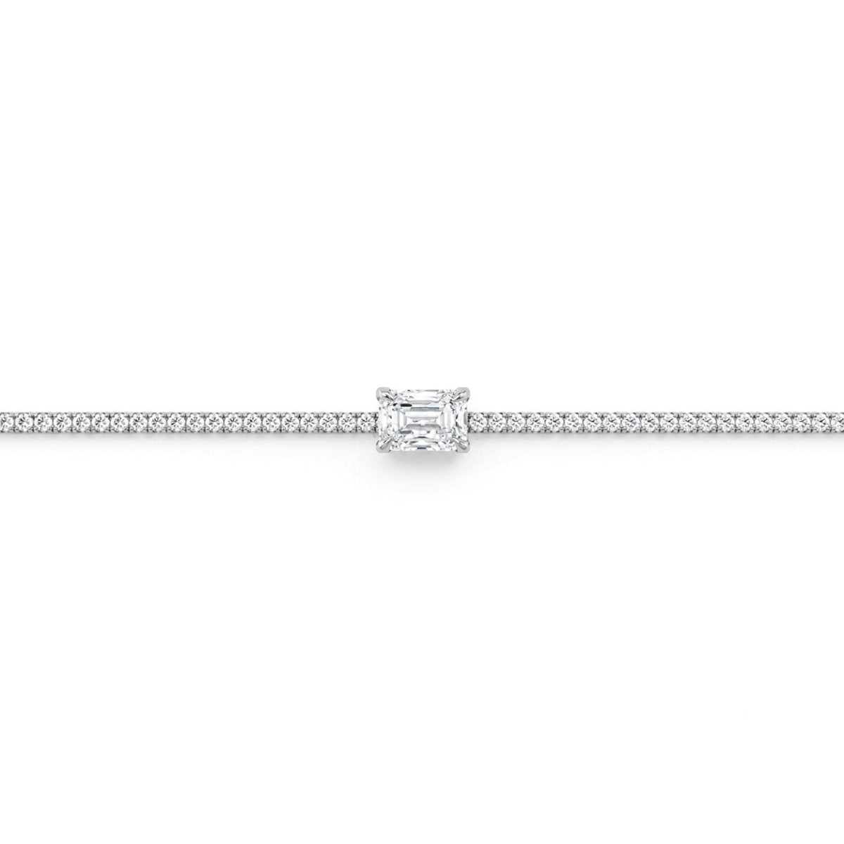 Sidabrinė teniso apyrankė su moisanitais „Emerald Cut“ – pagrindinis produkto vaizdas