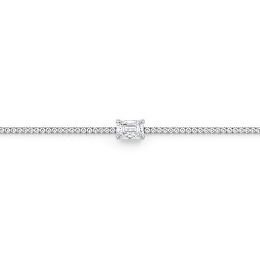 Sidabrinė teniso apyrankė su moisanitais „Emerald Cut“ – pagrindinis produkto vaizdas
