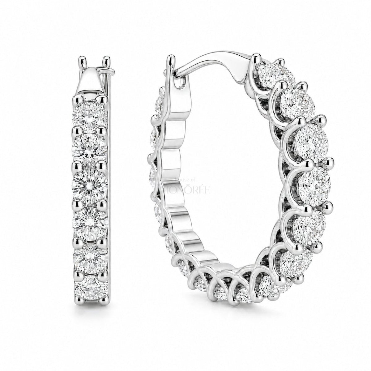 Sidabriniai auskarai rinkutės su moisanitais „Maison“ - MONOREE
