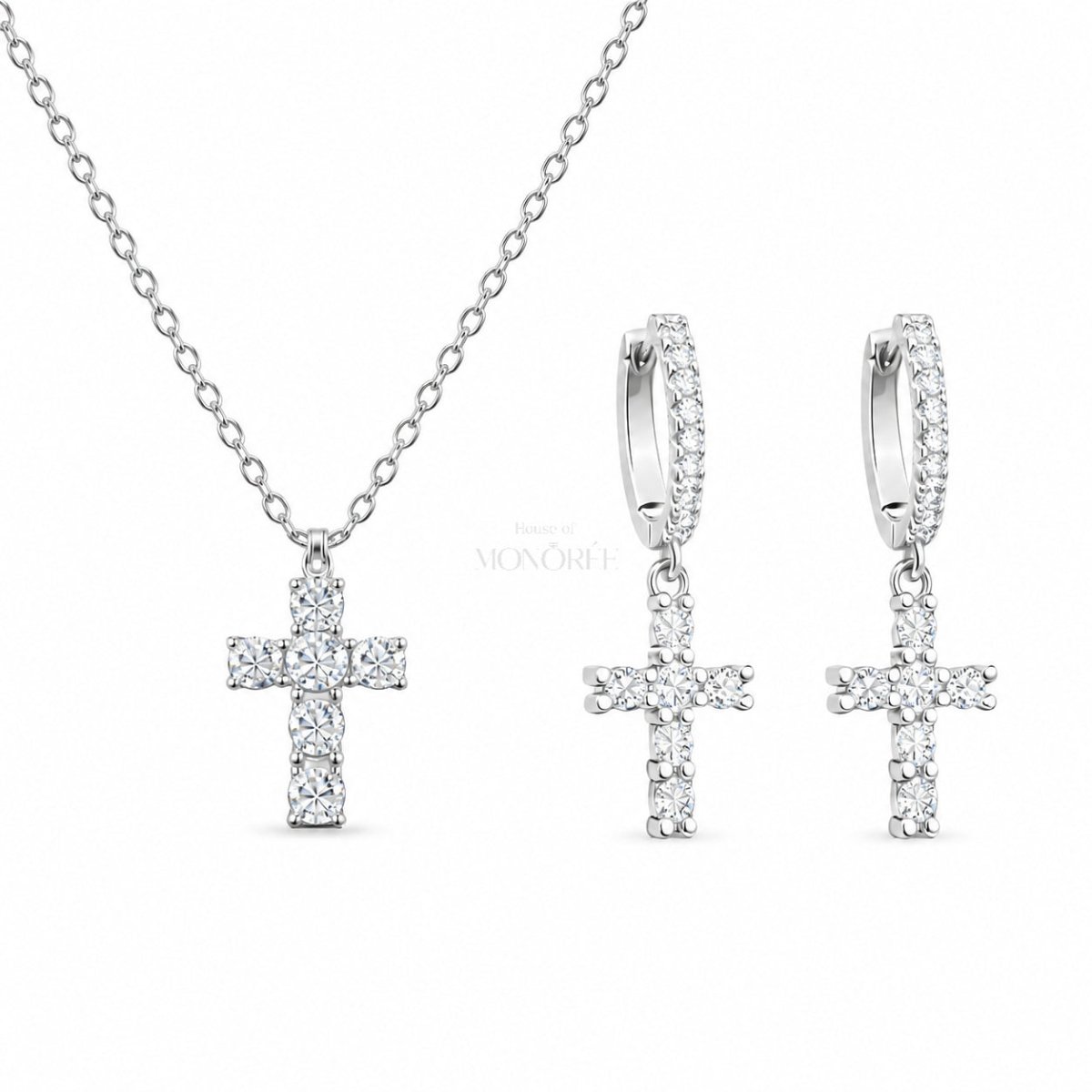 Sidabrinis papuošalų rinkinys su kryželiais „Faith & Pure“ – pagrindinis produkto vaizdas