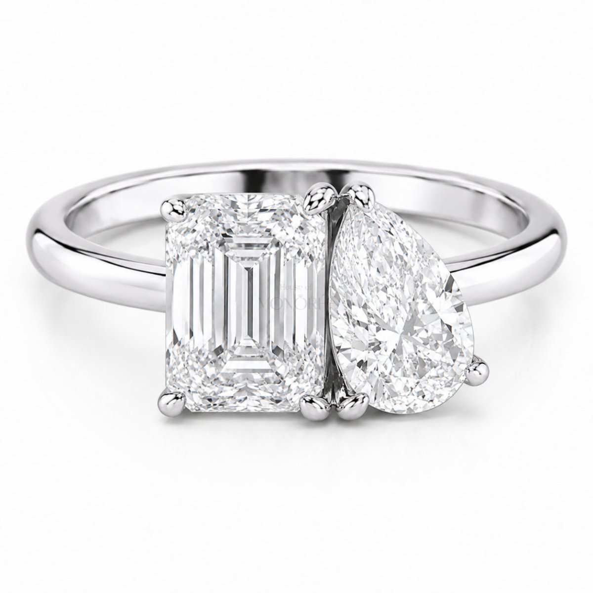 Sidabrinis žiedas su dviem moisanitais „Perfect Duo“ - MONOREE