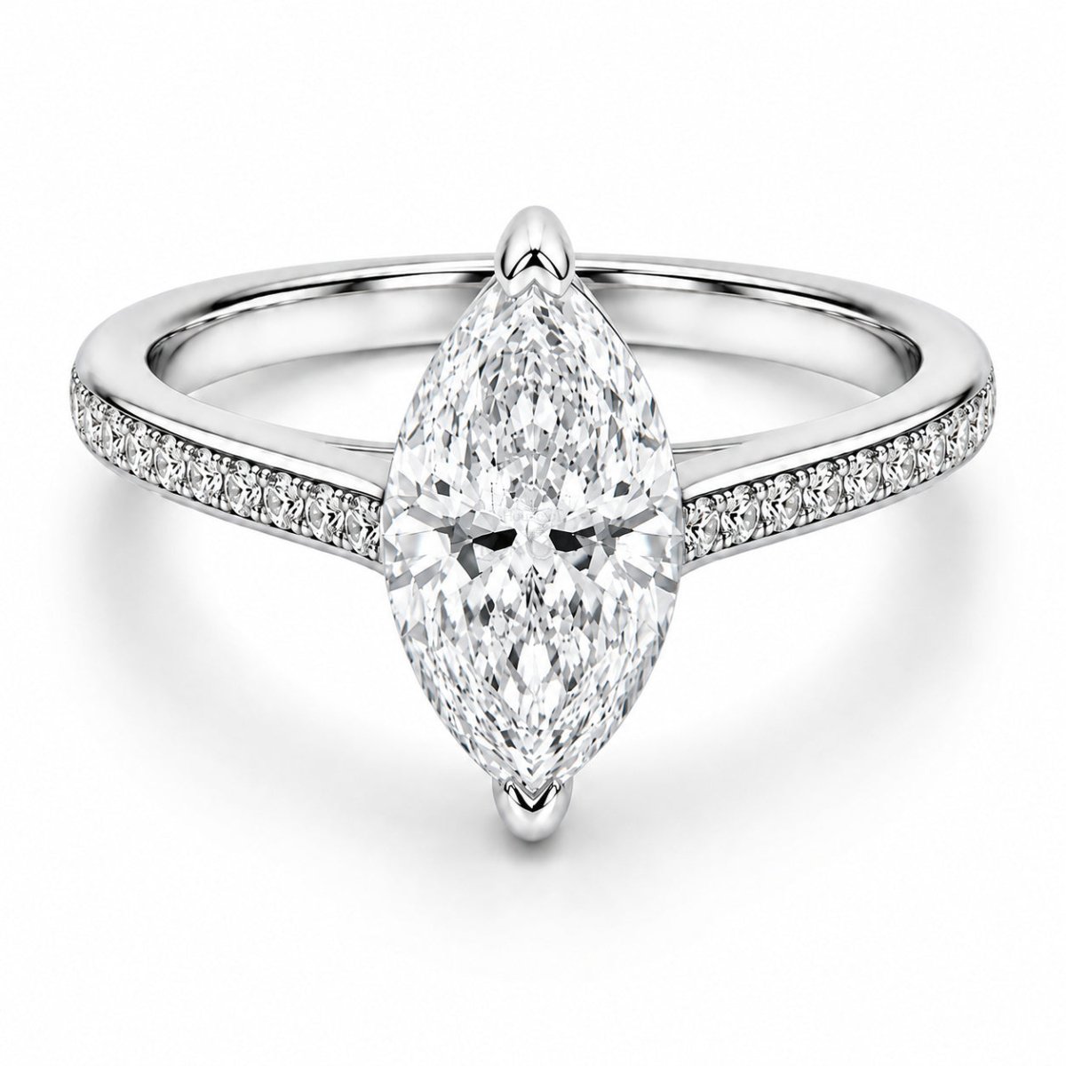 Sidabrinis žiedas su moisanitais „Marquise“ - MONOREE