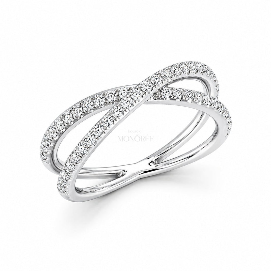 Srebrny pierścionek z moissanitami „Silver Twist” - MONOREE