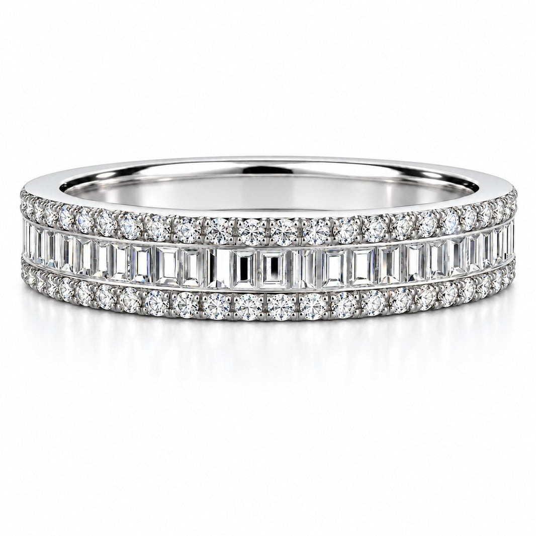 Srebrny pierścionek z moissanitami „Triple Diamond” - MONOREE