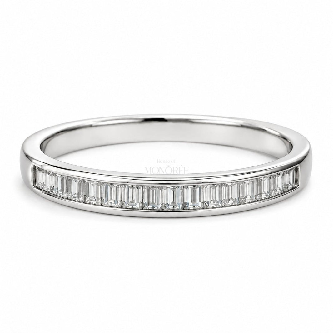 Srebrny pierścionek z moissanitami „Triple Diamond Via” - MONOREE