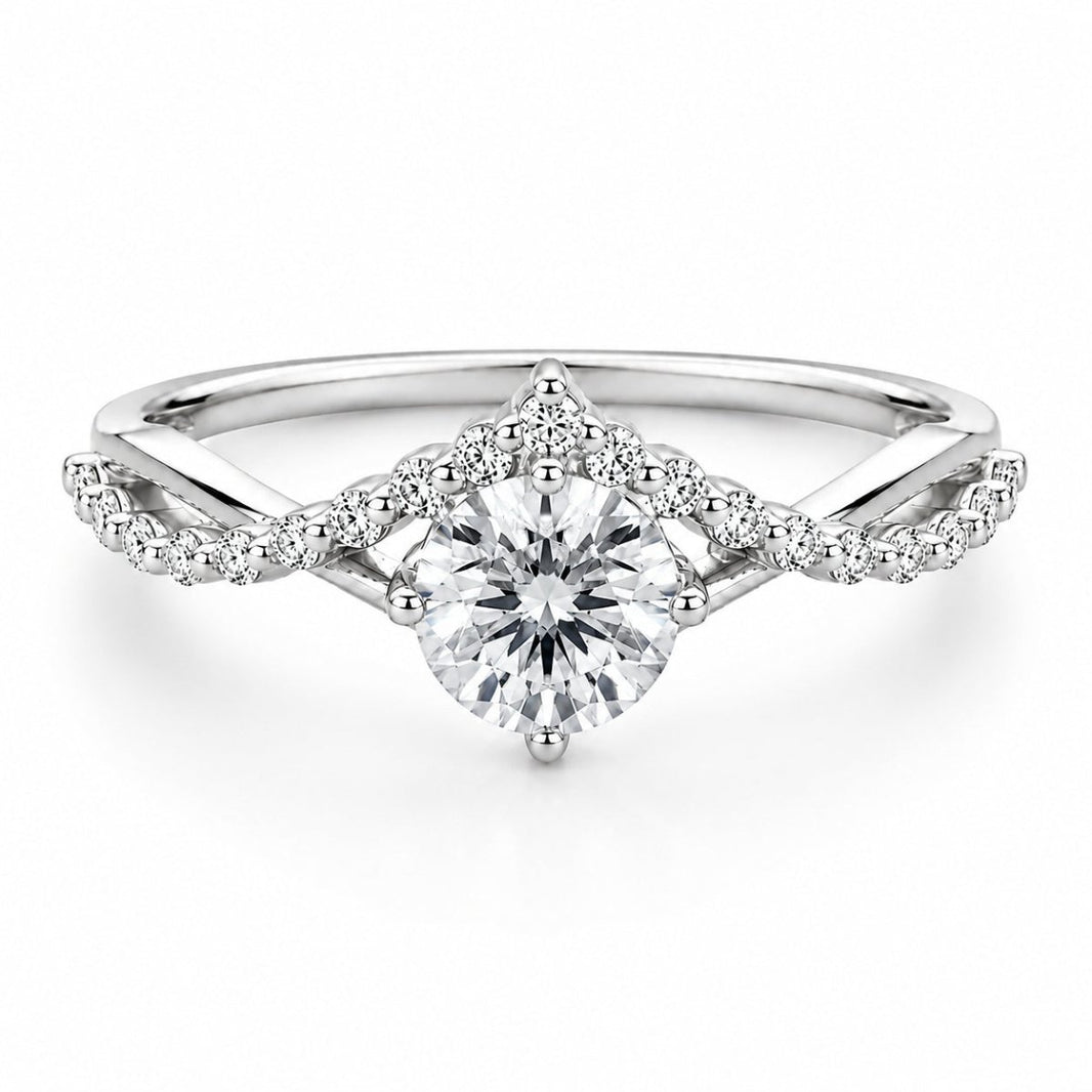 Srebrny pierścionek z moissanitem „Tiara” - MONOREE